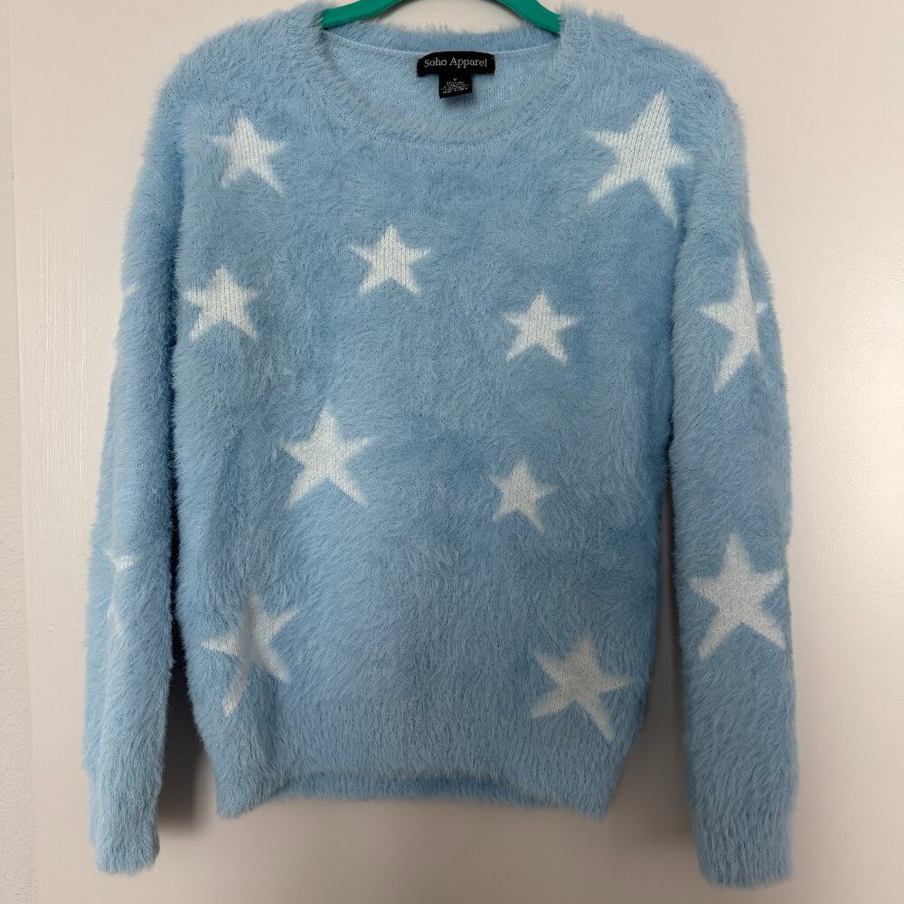 Blue and White Star Sweater Medium